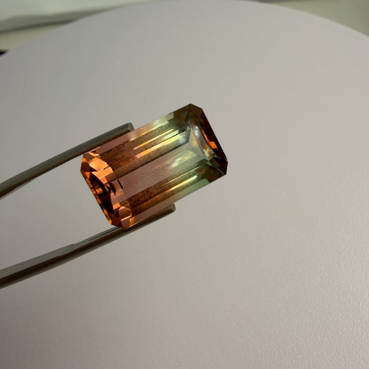 Rectangular gemstone on a white background