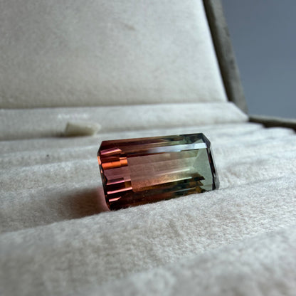 Multicolored gemstone in a jewelry box